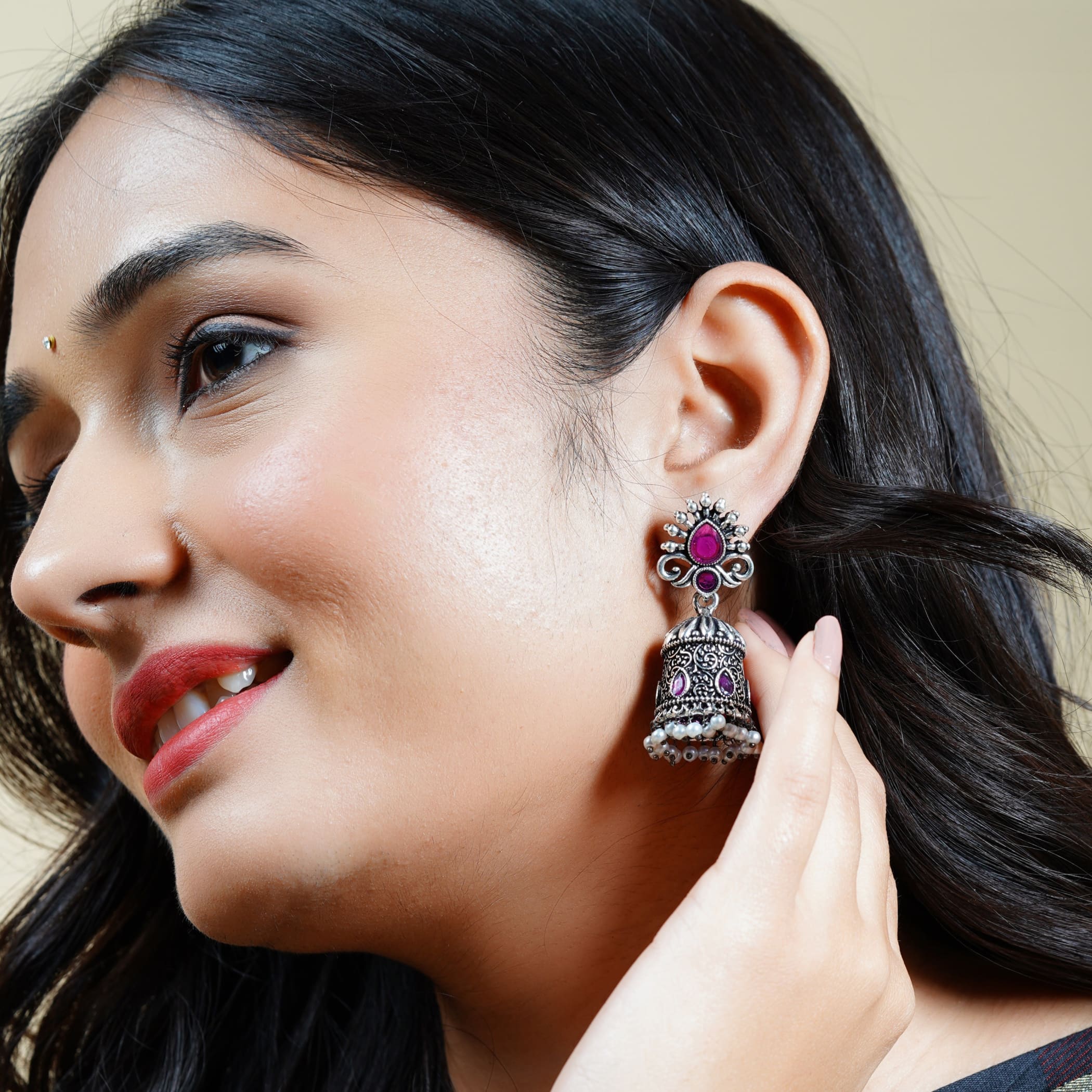Pakistani jewelry ethnic chandelier earrings oxidised indian