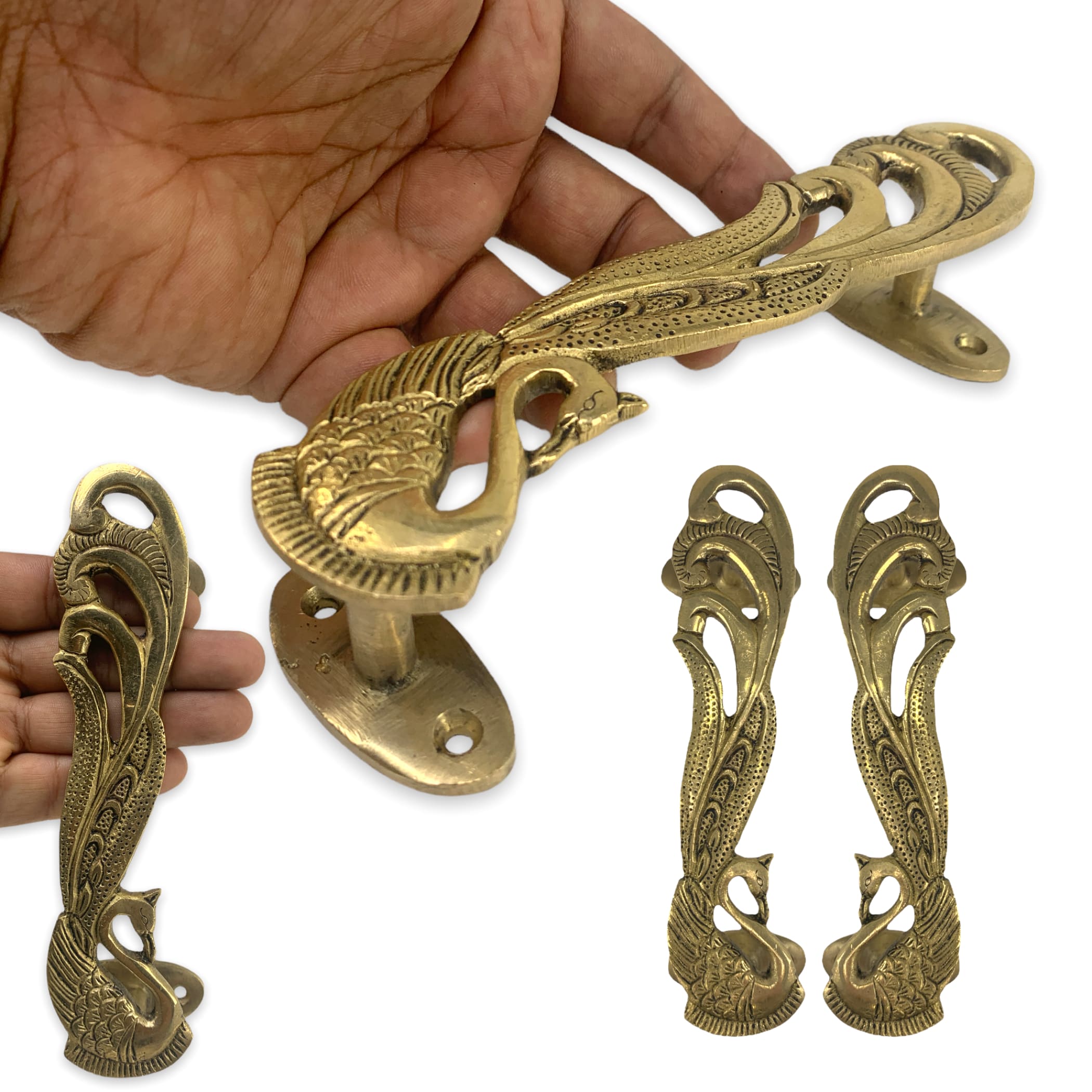 Peacock door pull handles antique design 8 inch handle