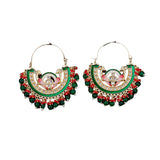 Indian earrings peacock kundan pearl hoop bollywood jhumka