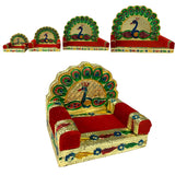 Wooden laddu gopal sinhasan for pooja mandir peacock design