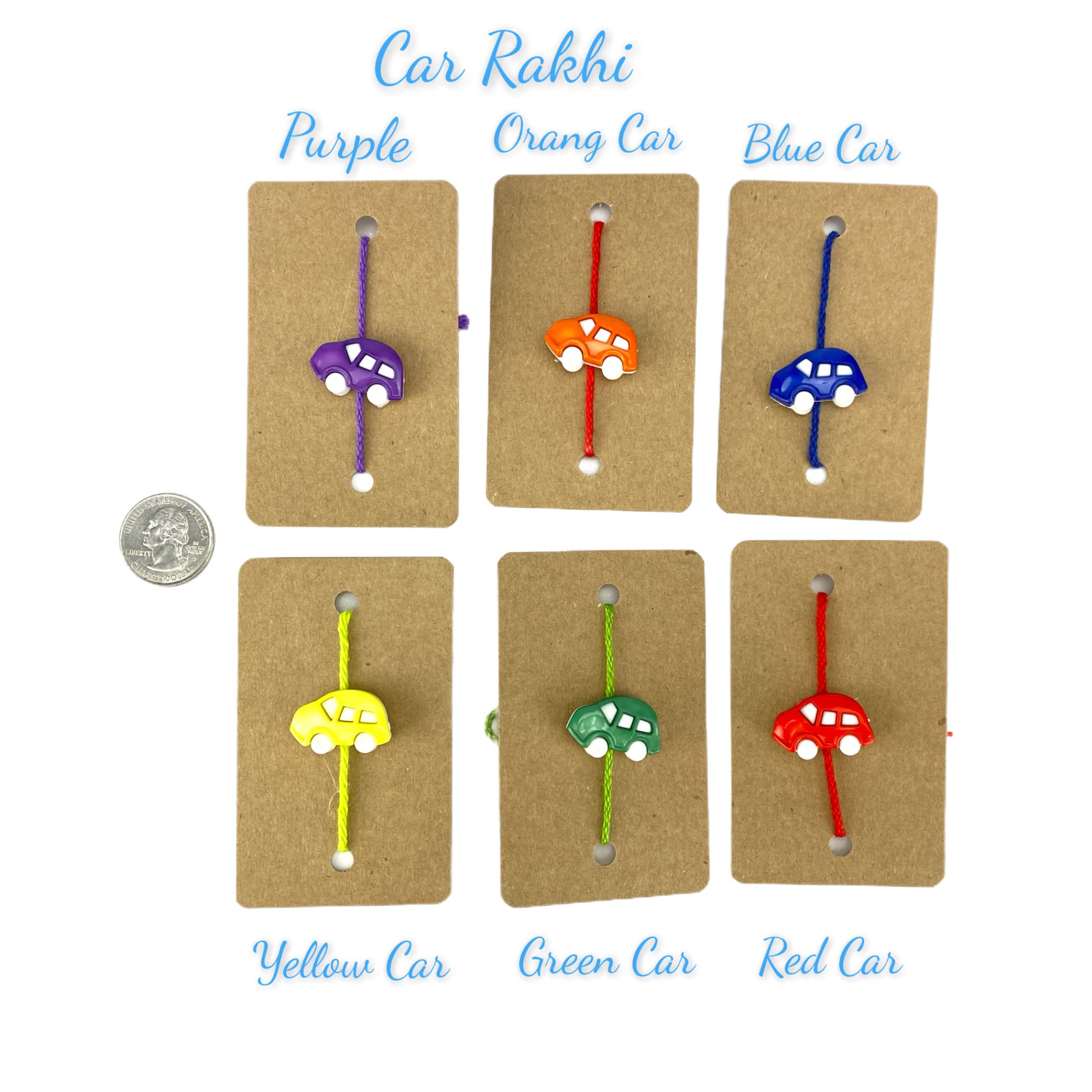 Personalized rakhi card and tika car kids bracelet for kid