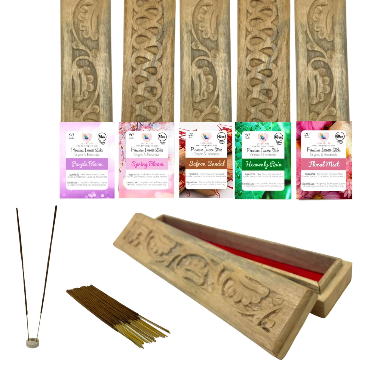 Premium scented incense stick plain kit with wooden box