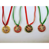 Set of 4 christmas tree ornament with satin ribbon ties
