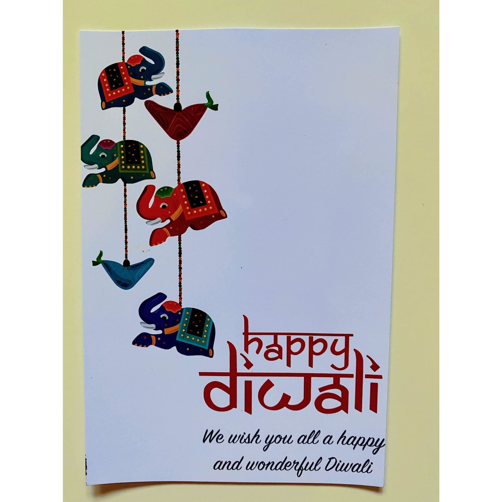 Set Of 5 Diwali Card- Single Panel Dipavali Card Greeting