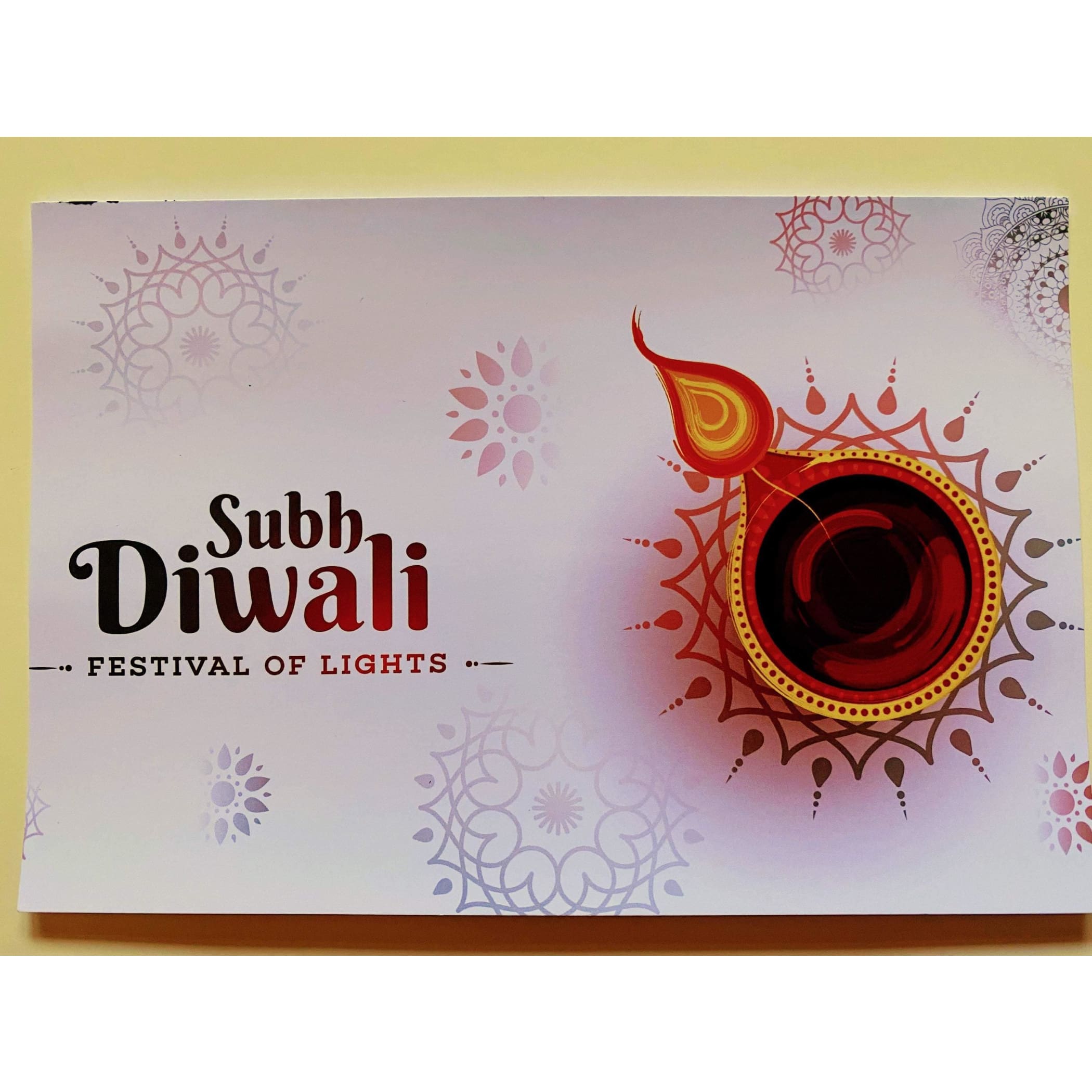 Set Of 5 Diwali Card- Single Panel Dipavali Card Greeting