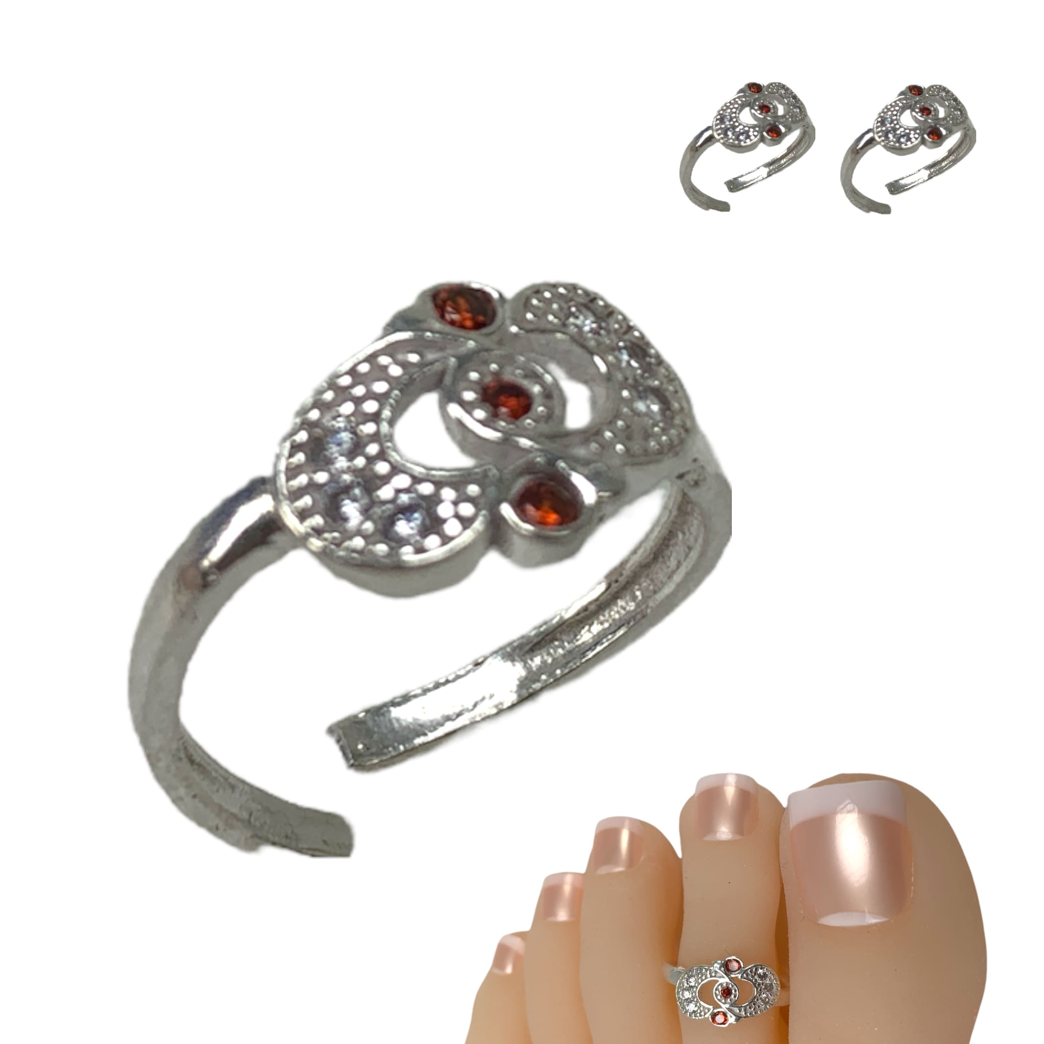 Set pinky band rings barefoot foot jewelry adjustable indian