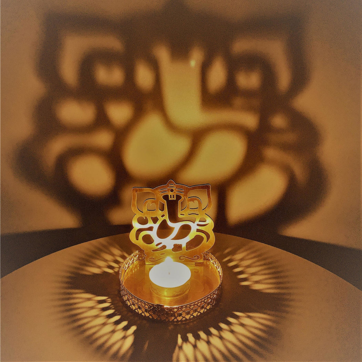 Shadow diya ganesha tea light candle holder traditional