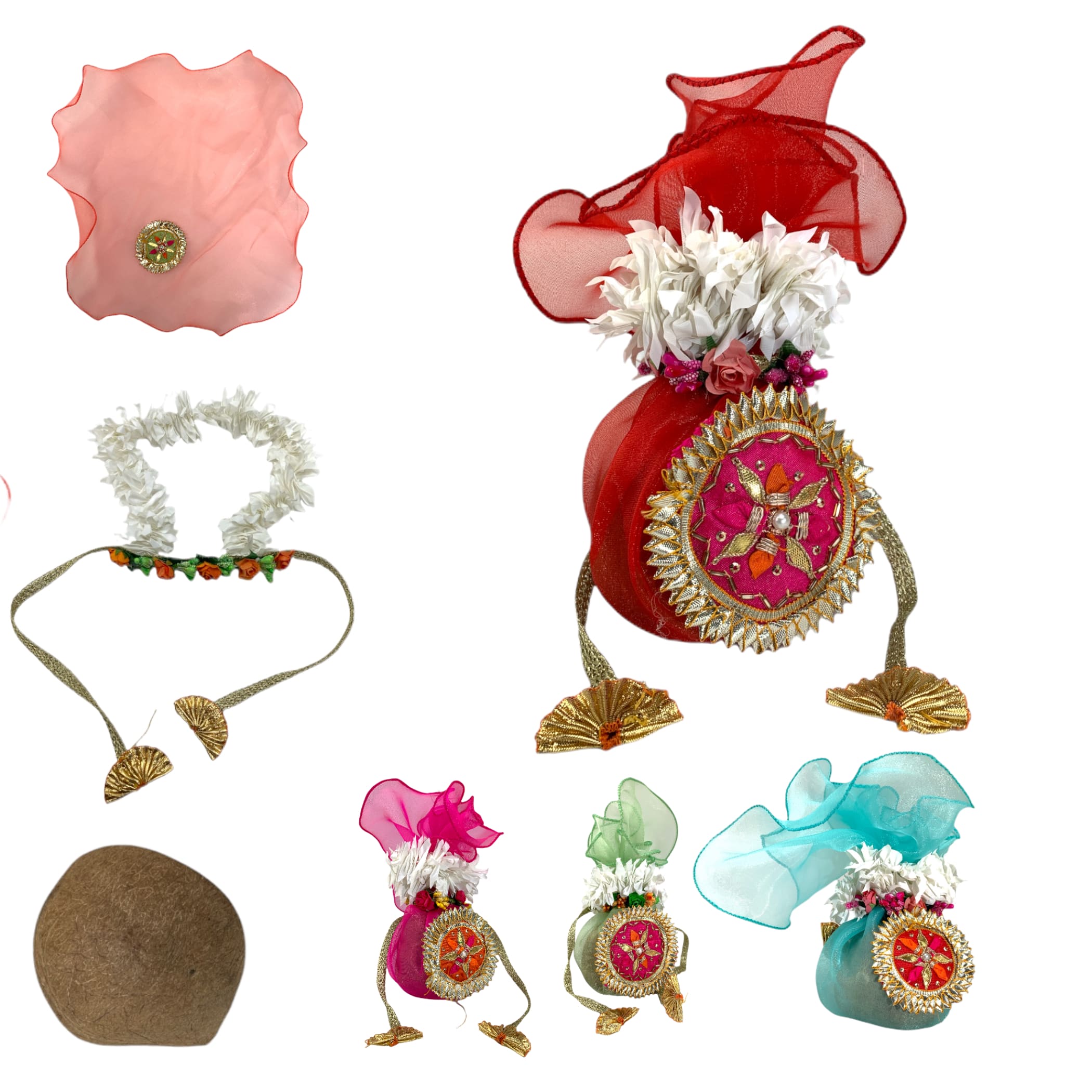 Shreefal nariyal cover dried coconut decorative indian