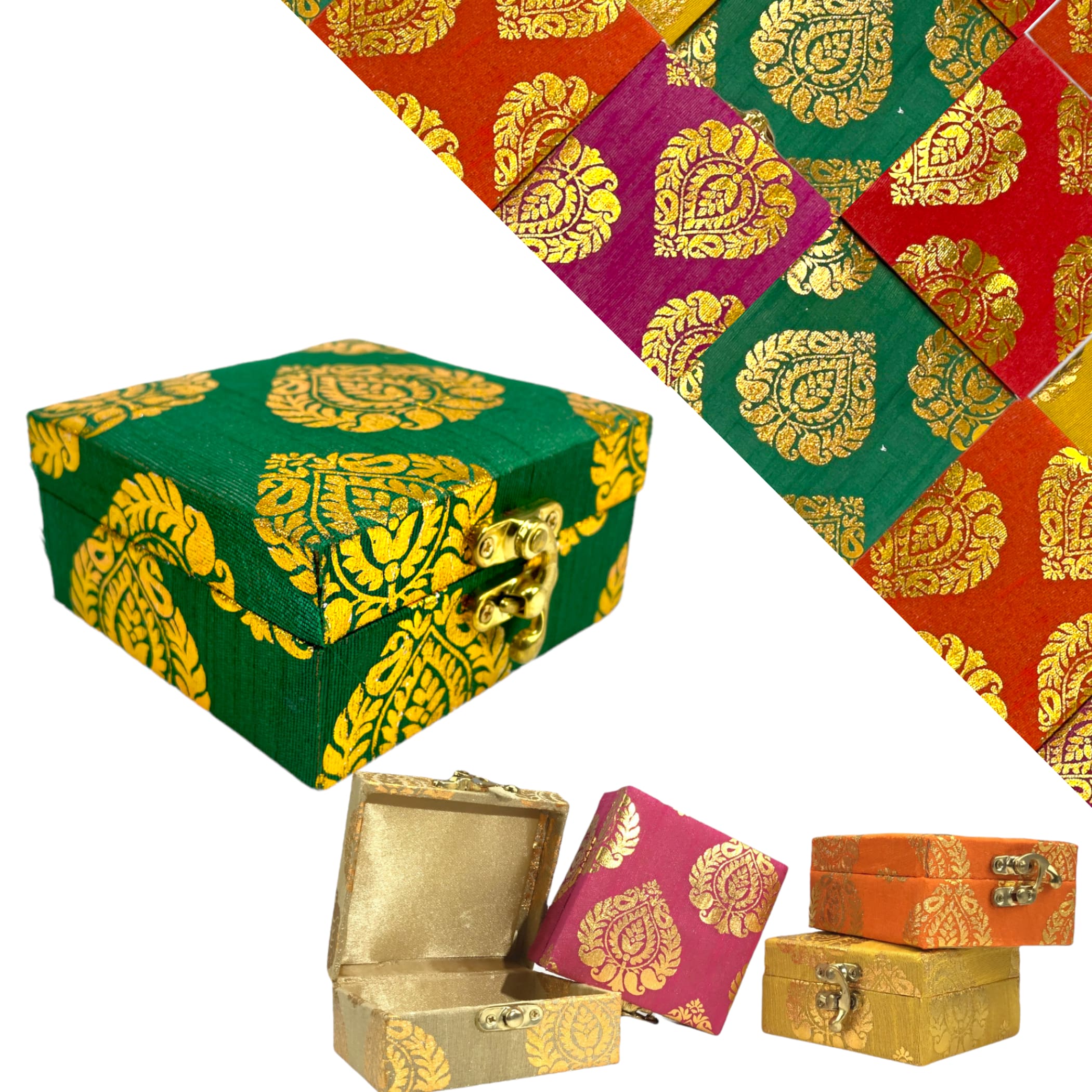 Small handmade jewelry box brocade gift boxes favor for