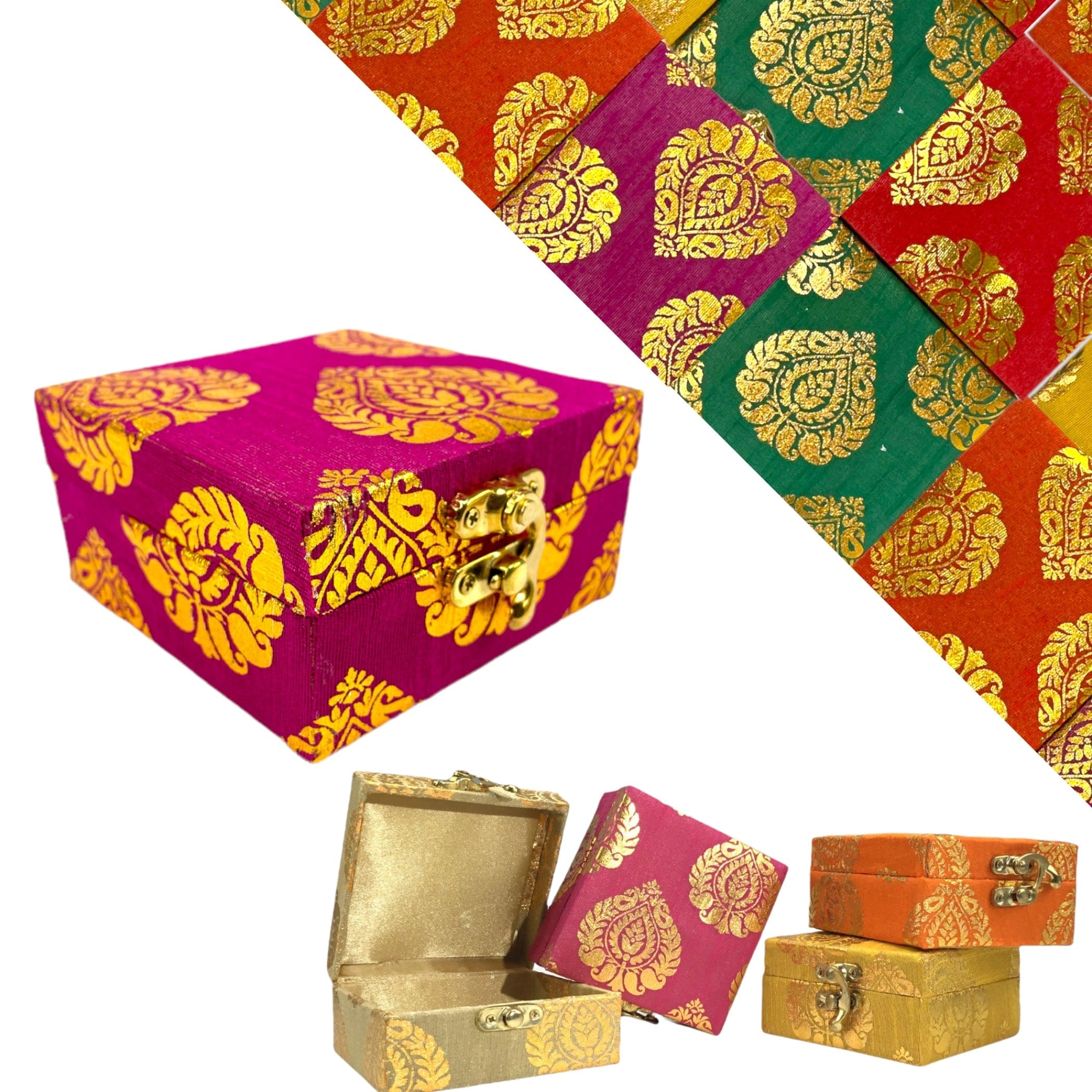 Small handmade jewelry box brocade gift boxes favor for
