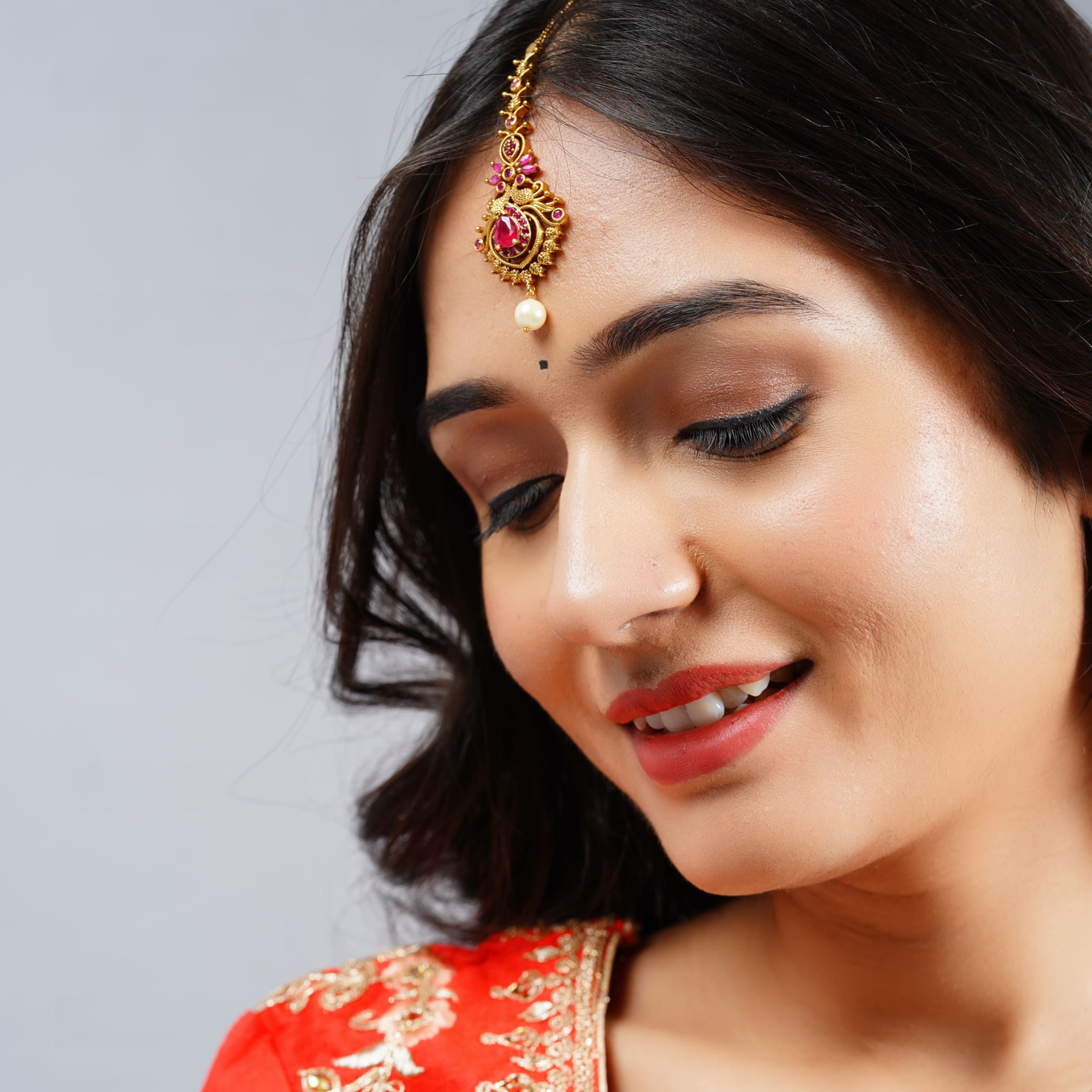 South indian tikka maang gold plated tika pakistani jewelry