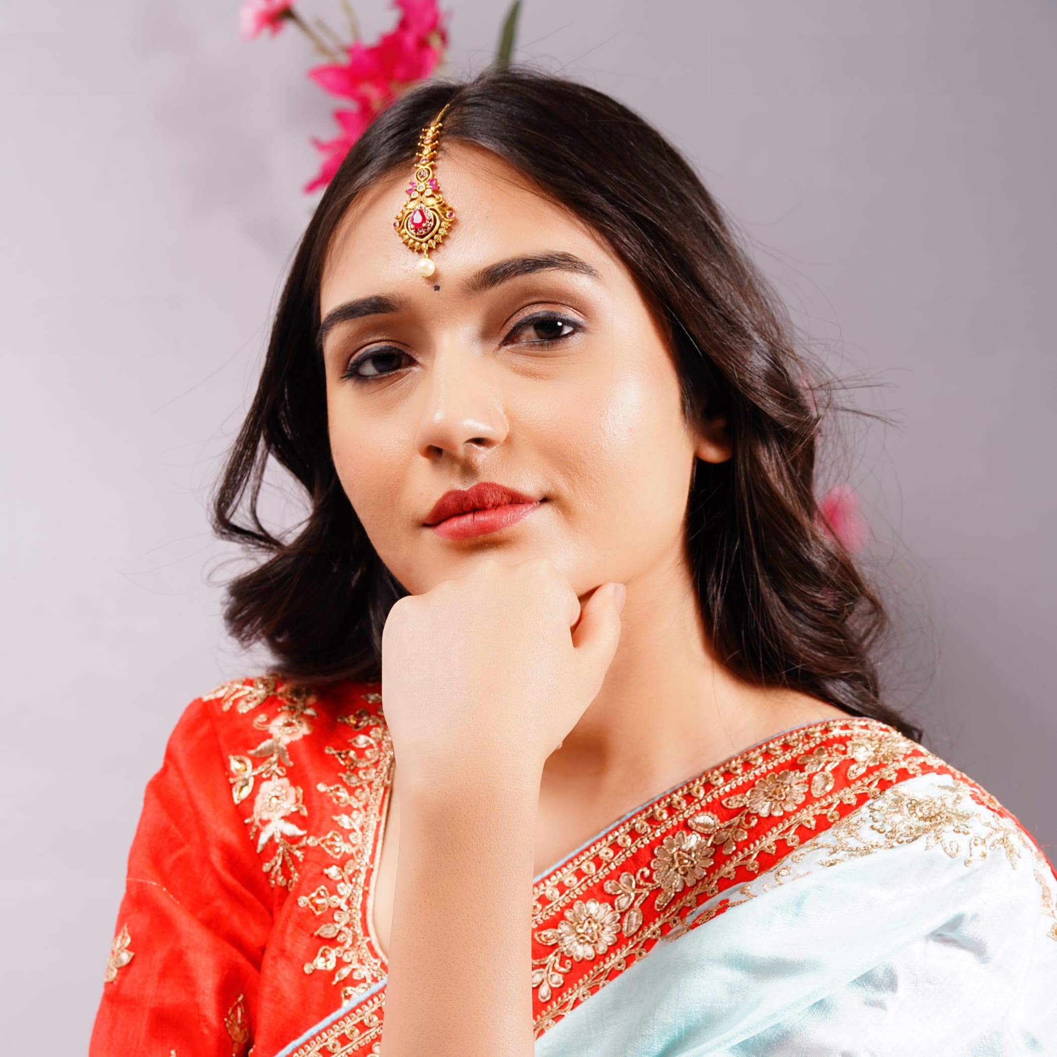 South indian tikka maang gold plated tika pakistani jewelry