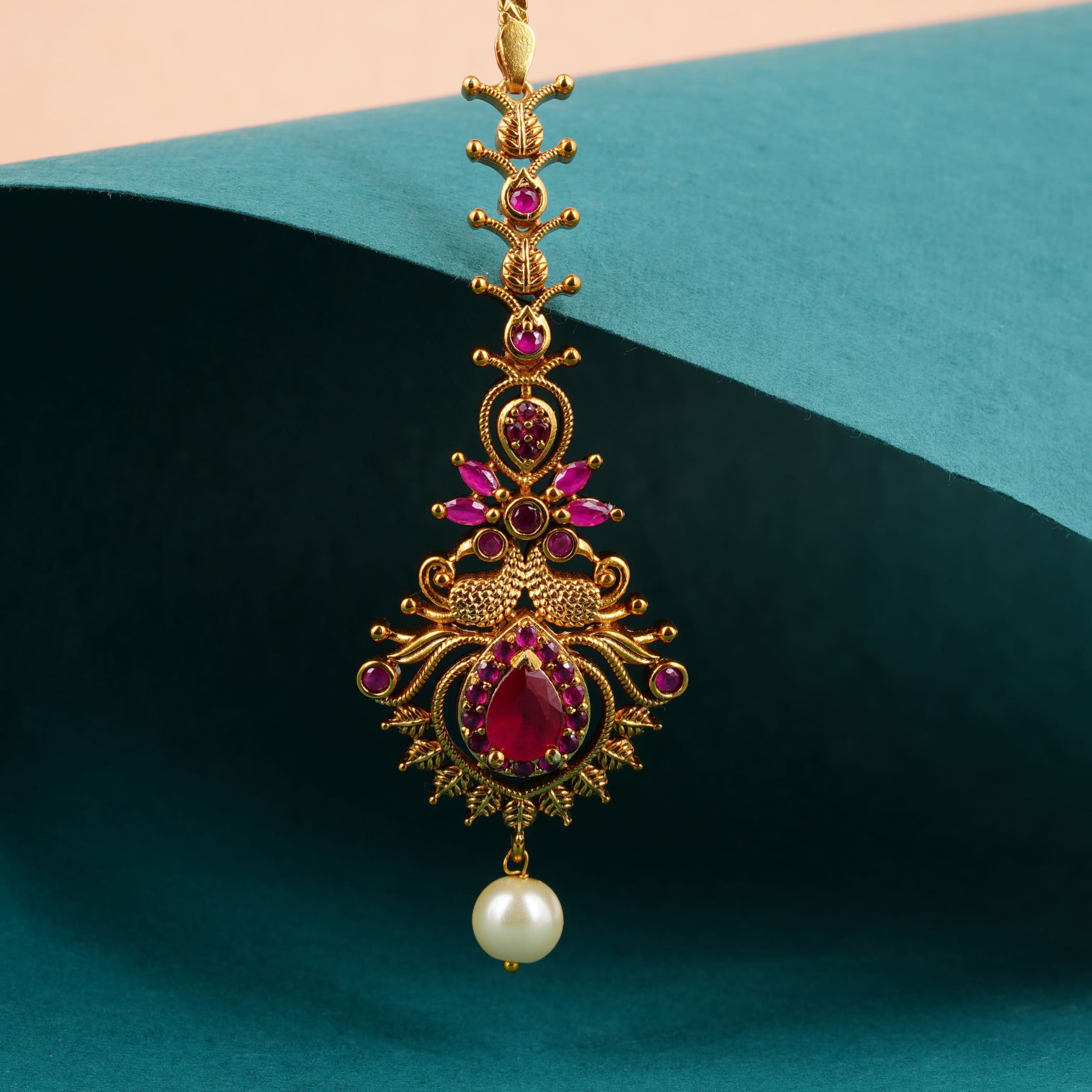 South indian tikka maang gold plated tika pakistani jewelry