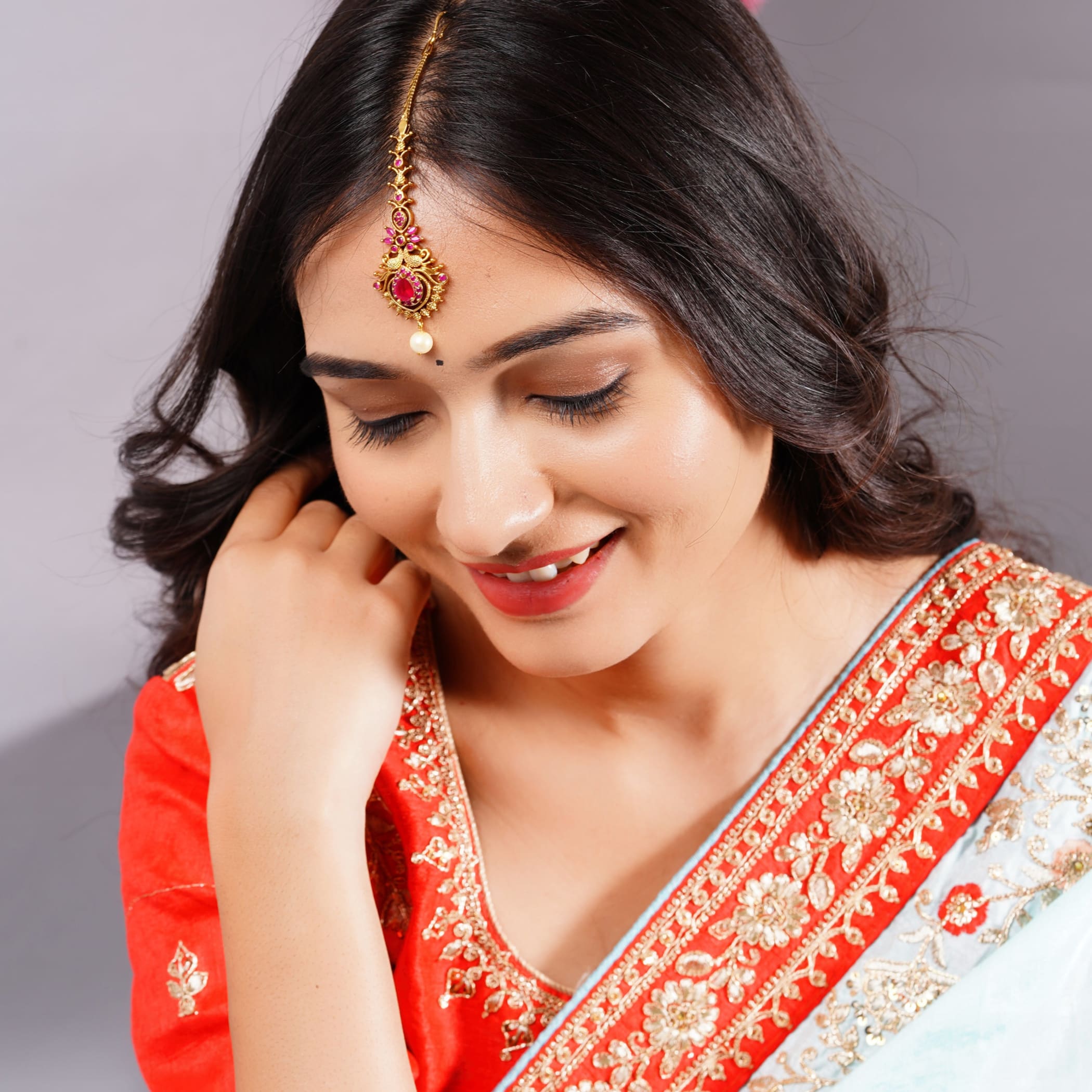 South indian tikka maang gold plated tika pakistani jewelry