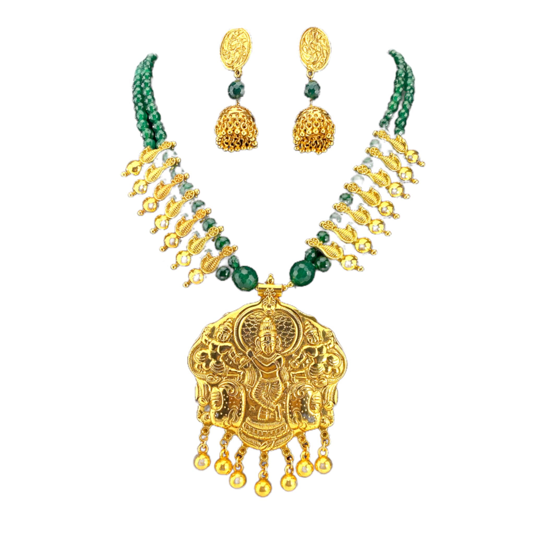 Temple jewellery full set bridal jewelry traditional matte