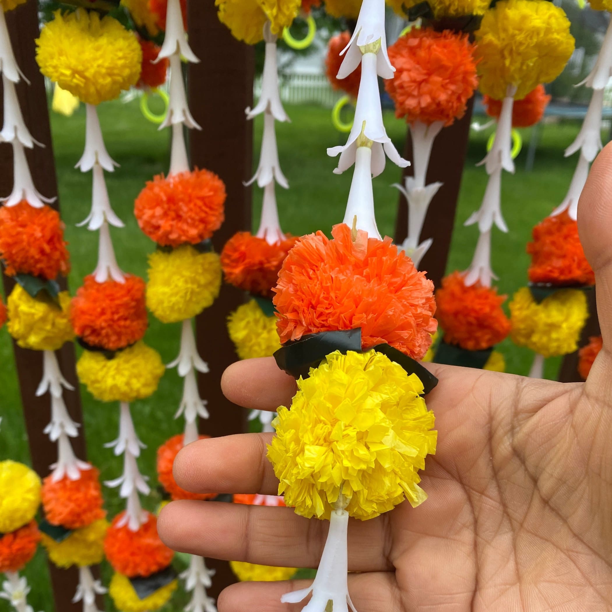 Tuberrose marigold mogra flower string diwali decoration