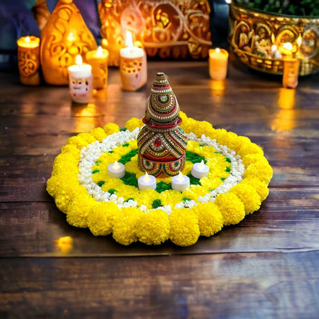 Ugadi decor rangoli decorative flower artificial marigold