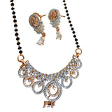 White stone mangalsutra with earring necklace chain