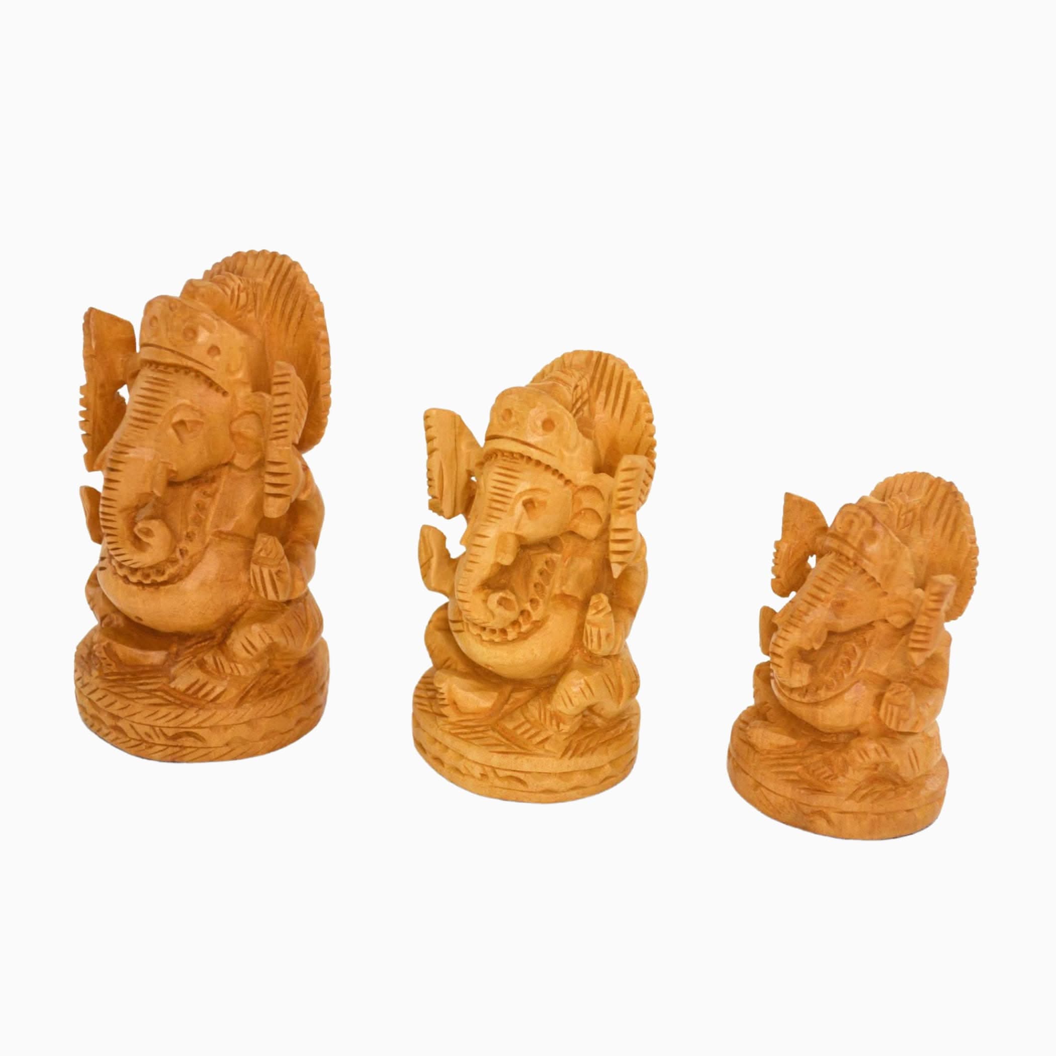 Wooden ganesh idol ganesha statue figurine indian art gift