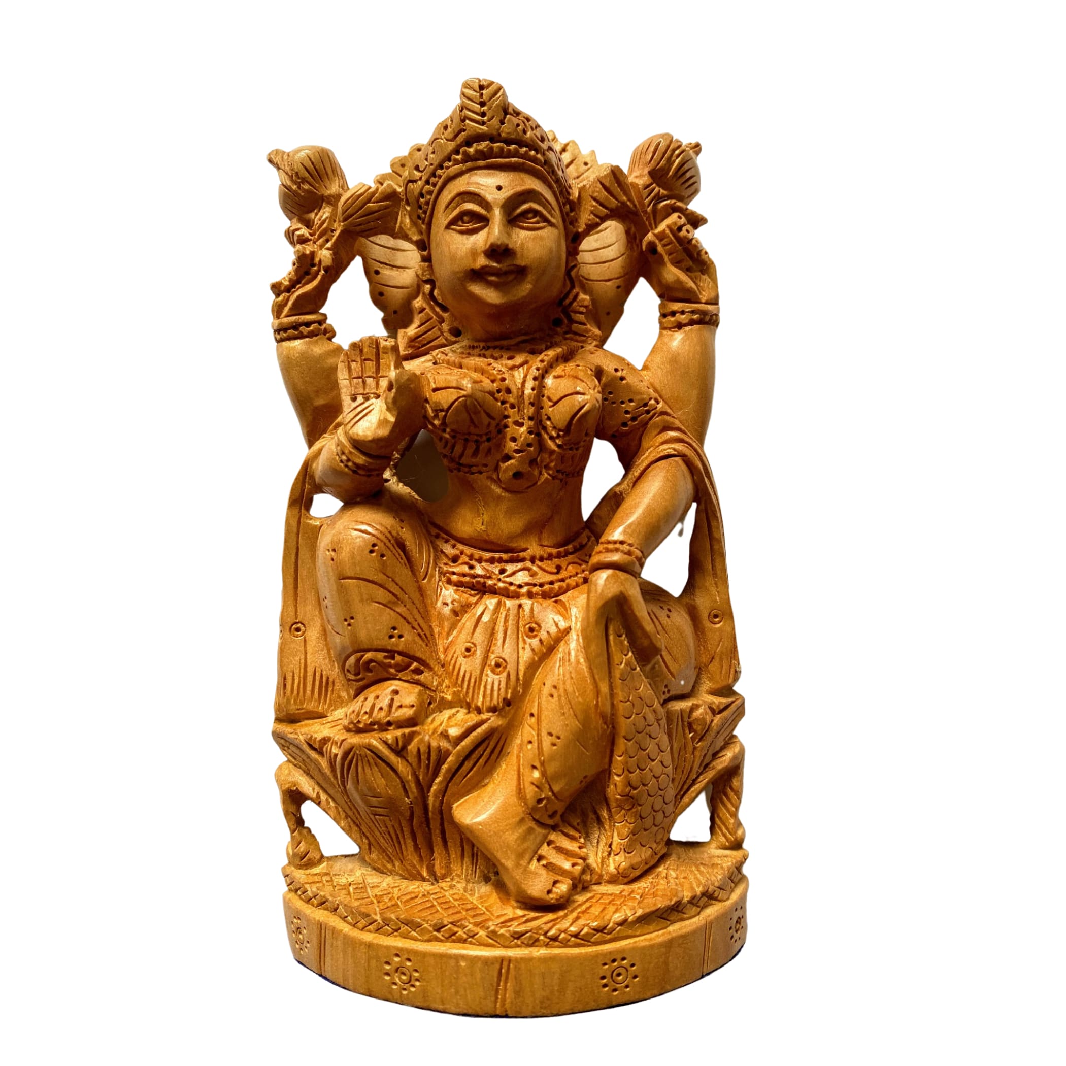 Wooden goddess lakshmi statue laxmi maa idol sculpture