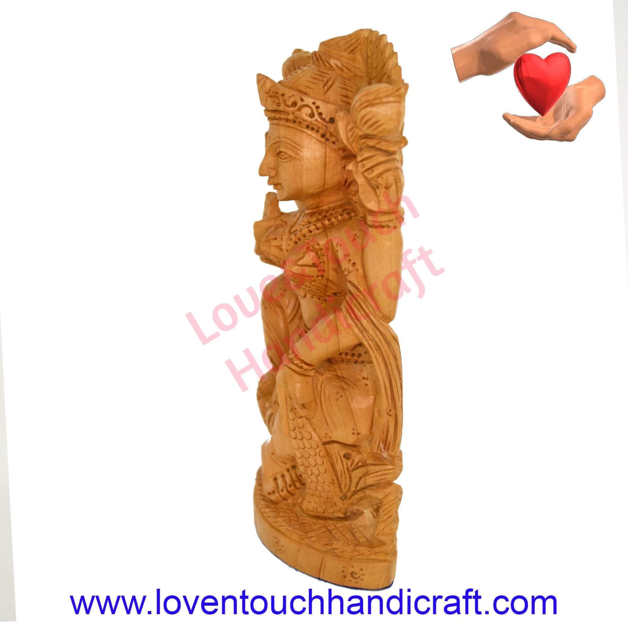 Wooden goddess lakshmi statue laxmi maa idol sculpture
