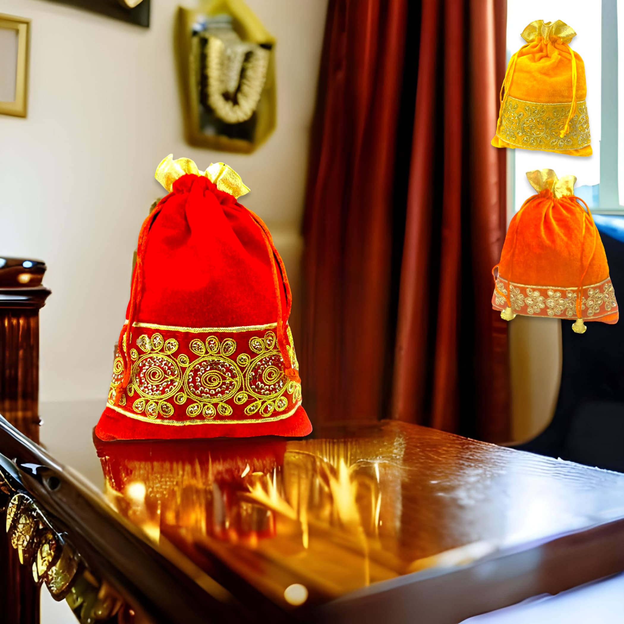 Zari potli bags favor indian muslim punjabi wedding diwali